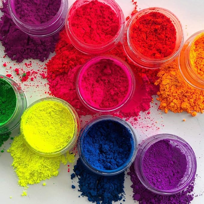 Neon Pigment Eyeshadow Powder UV Reactive Glow in the Blacklight 6 Mixed Bright True Colors for Body/Eyeshadow, Carnival Party Halloween Makeup (6NE)