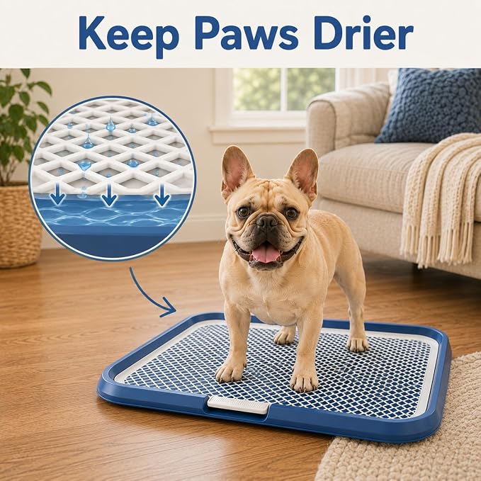 Dog Potty Tray with Guide Pillar, 25.6"x19.7" Large Indoor Pet Pee Pad Holder, Heavy Duty Dog Litter Box, Removable & Washable Puppy Training Toilet for Housebreaking Supplies (Yellow)