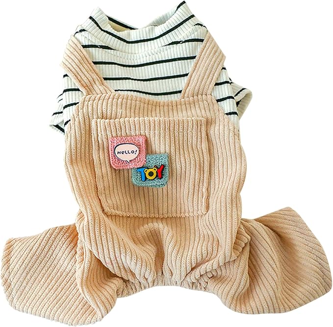 Dog Stylish Overalls Comfortable Puppy One Piece Outfits Summer Bib Overalls for Small Dogs Cute Pet Onesie Jumpsuit Chihuahua Yorkies Birthday Holiday Clothes Cat Costume