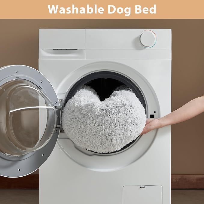 WNPETHOME Small Round Calming Dog Bed Cat Bed for Comfy Sleep | Dog Bed For Small Dog, Cute Washable Puppy Bed with Fuzzy Plush, Fur Anxiety Pet Bed Donut Cuddler (20x20x8in, Light Grey)