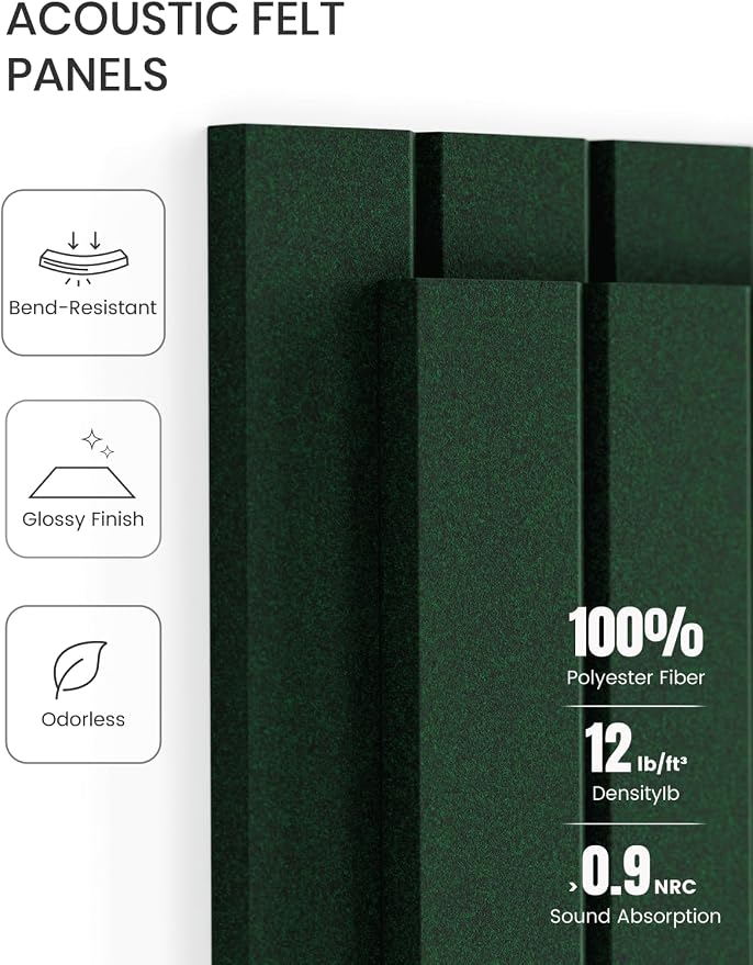 Fluxynara 48" x 36" Large Felt Bulletin Board, Pine Green | 12 Pack Cork Board Alternative with 60 Safe Adhesive Tabs, Pin Boards for Wall Decor, Home, Office, Classroom,Dorm