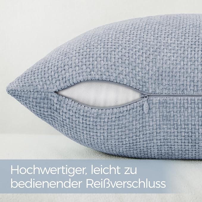 a moment Light Blue Chenille Throw Pillow Covers 16x16 Inch Pack of 2 Modern Decorative Throw Pillow Covers Farmhouse Cross Covers Home Decor for Sofa Bedroom Living Room