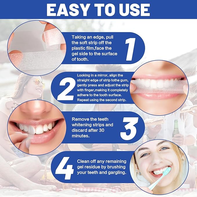 5D Sensitive Teeth Whitening Strips 21Pairs (42Strips) - Professional Enamel-Safe Formula, Fast Stain Removal for Coffee Drinkers & Smokers, Sensitivity-Free Whitening Kit