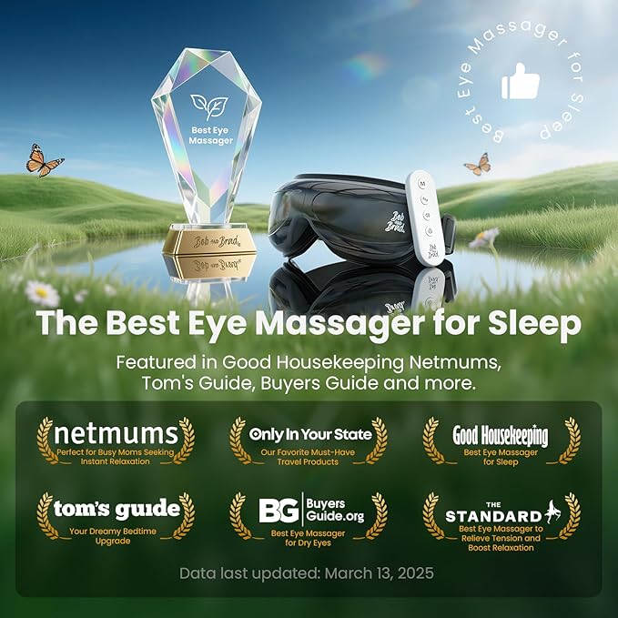 BOB AND BRAD Heated Eye Massager with Remote Control - EyeOasis 2 Plus for Migraines & Dry Eye Relief - Electric Eye Mask with Compression & Music - FSA Eligible Christmas Gifts for Women Men Mom Dad