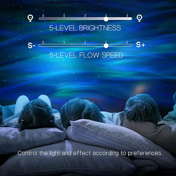 Northern Galaxy Light Aurora Projector with 33 Light Effects, Night Lights LED Star Projector for Bedroom Nebula Lamp, Remote Control, White Noises, Bluetooth Speaker for Parties Black