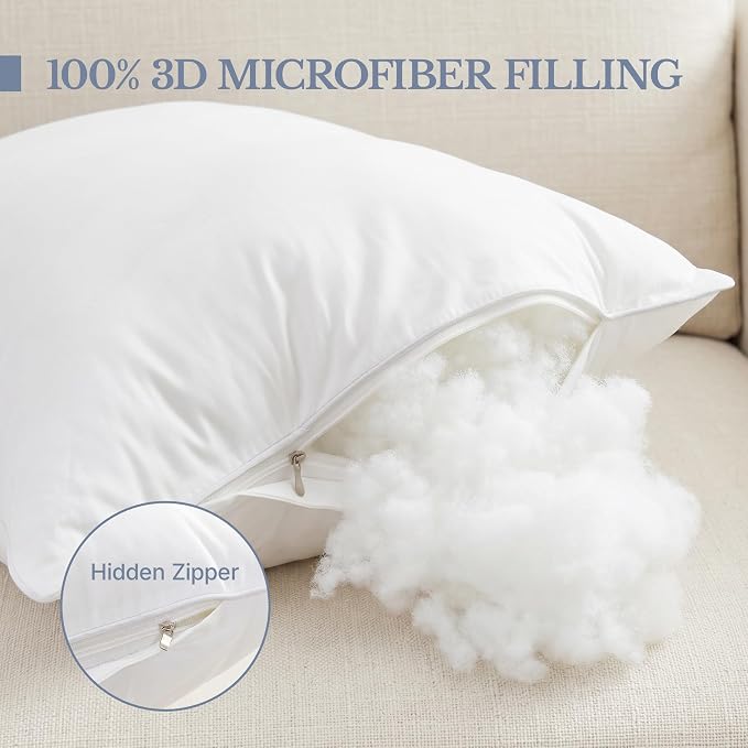 Leeden 16 x 16 Pillow Inserts (Set of 2) -Throw Pillow Inserts with 100% Cotton Cover - 16 Inch Square Decorative Pillows for Sofa, Couch, Bed and Home Decor
