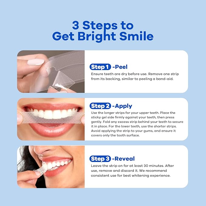 Berlix Teeth Whitening Strips (16 Treatments, 32 Count), Enamel Safe for Teeth Whitener, Whitening Strips with Coconut Oil, Formulated to Be Gentle & Non Slip and Quick-Dry, Stains Removal