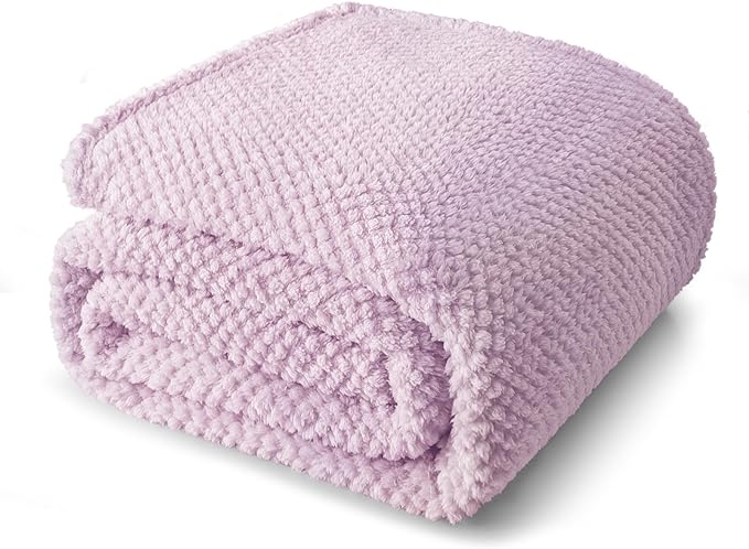 Whale Flotilla Soft Fleece King Size Bed Blanket, Lilac | 90x104 Inch, Suitable for Bed, Fluffy Fuzzy Jacquard Blankets for All Season, Lightweight and Cozy
