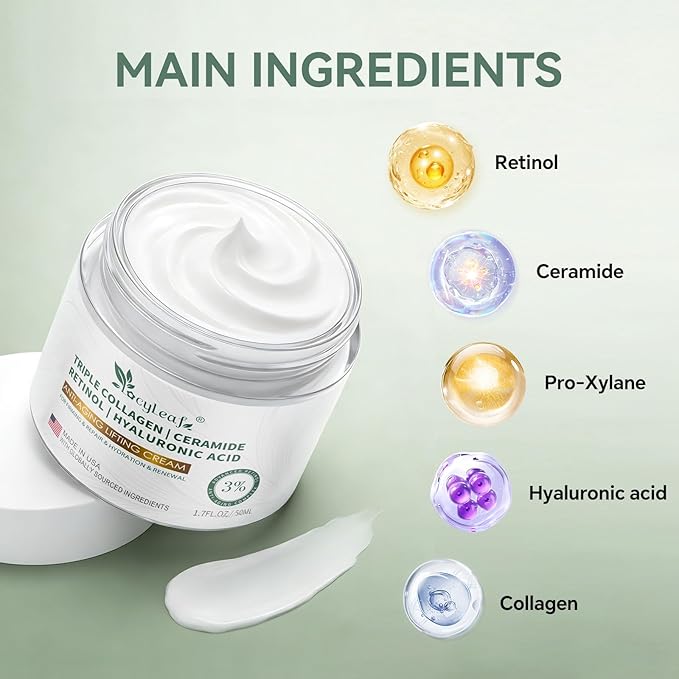 Retinol & Niacinamide Anti-Aging Face Cream - With Ceramides & Hyaluronic Acid for Wrinkle Reduction, Firming- Day and Night Daily Moisturizer — Suitable for Face and Neck -Made in USA-1.7 fl oz