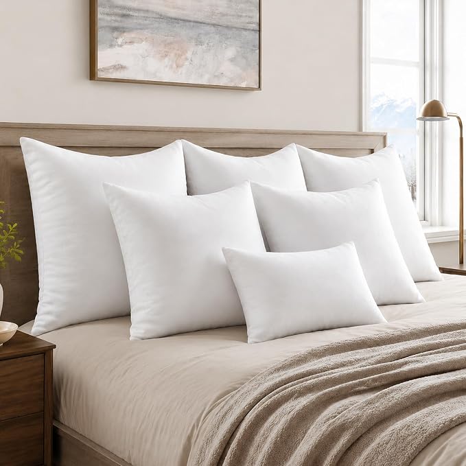 MIULEE 24x24 Euro Pillow Inserts 4 Pack, Throw Pillows for Couch Bed | 100% Virgin Filling, Decorative Pillows, Full and Fluffy, Lumbar, Back and Neck Support