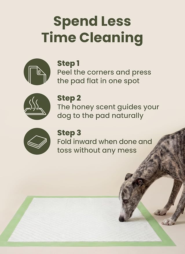 Pogi’s Dog Pads with Sticky Tabs – Large, Super Absorbent, Odor Blocking, 40-Count (24x24in)