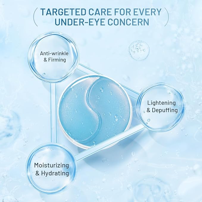 Under Eye Patches Masks - Reduce Puffy Eyes, Dark Circles,Undereye Bags, Wrinkles,Infused Peptide Collagen and Hyaluronic Acid,Vegan Cruelty-Free Self Care 32 Pairs