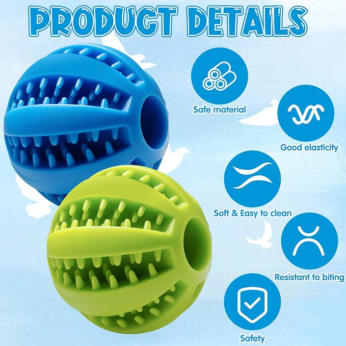 2Pcs Parrot Foraging Toys Bird Chew Balls, Interactive Feeder Treat Dispenser for Small Medium Birds Conure Parakeet Cockatiel, Long-Lasting Plastic Hanging Bell (Green & Blue)