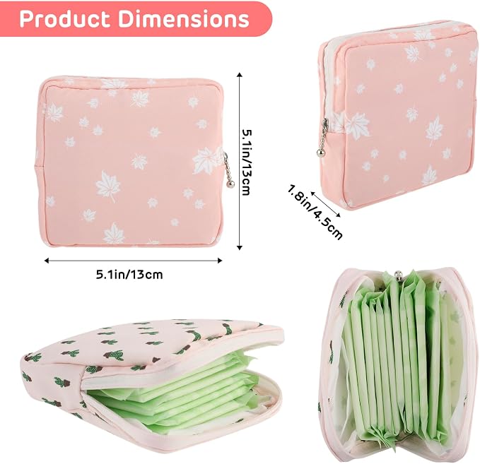 3Pcs Period Bag Sanitary Napkin Storage Bag, Portable Menstrual Cup Pouch Period Bags for Teen Girls, Tampons Holder, Pad Bag, Feminine Care for Purse with Zipper
