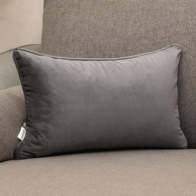 Silver Grey Throw Pillow Cover Wavy Cushion Cover Modern Zippered Rectangular Pillowcase for Sofa Couch Bedroom Living Room Home Decorative, 12x20 Inch