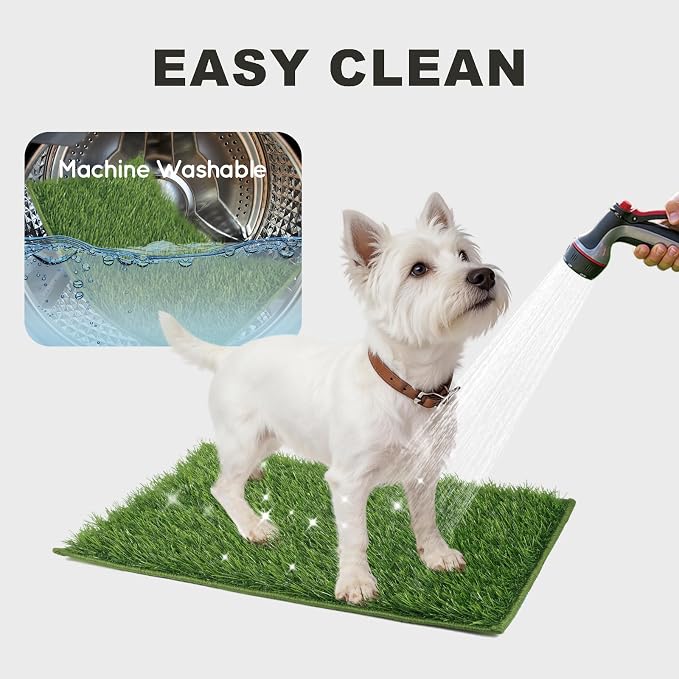 HQ4US Dog Grass Pad with Tray, Foldable Litter Box High Wall, Indoor Potty | Small Easy Clean Puppy Pee Pad Holder with Odor Free Artificial Grass Patch for Dogs Potty, Leakproof, No Assembly, Portable
