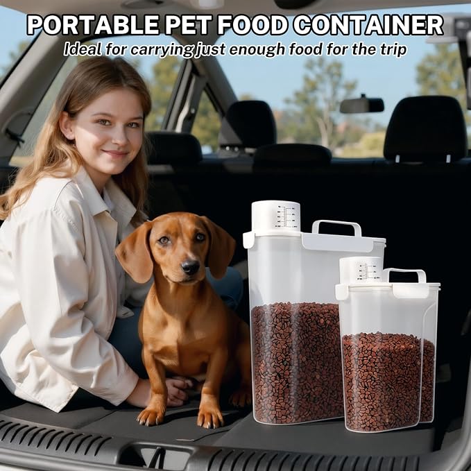 Dog Cat Food Storage Container with Cup (White, 5+10L)
