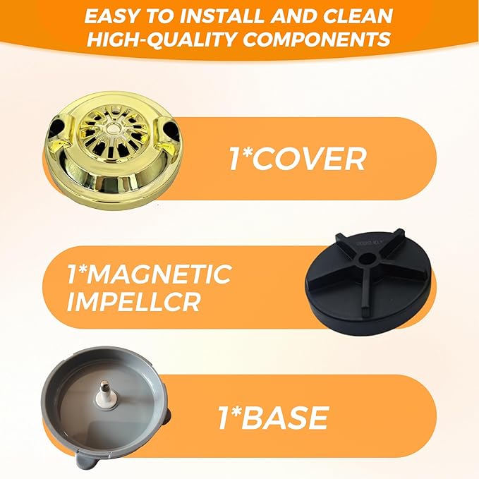 Universal for Pipeless Magnetic Jet Head Motor for LURACO Jet Motor Pedicure spa Chair Part Magnetic Head BF-004 Pedicure spa Tubs Includes Propeller and Cap Gold