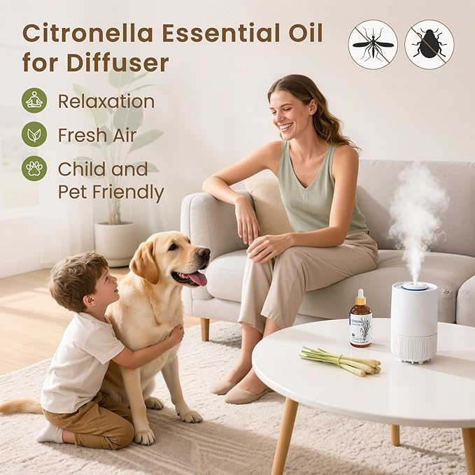 HIQILI 100ML Citronella Oil for Homemade Sprays, Add to Diffuser 3.38 Fl Oz | With 10ml Travel Bottle, Dilute with Carrier Oil for Skin, Ideal for Candle & Soap Making - 100mL / 3.38 fl oz