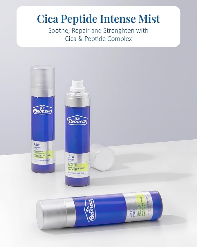 DR. BELMEUR Advanced CICA Intense Mist for Sensitive Skin (4.1fl oz) - Ultra Fine Mist for Soothe, Hydrate. Korean Skin Care. Centella Asiatica, Betaine.