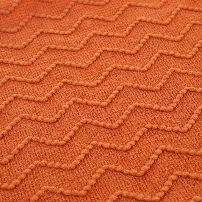 BATTILO HOME Burnt Orange Throw Blanket for Couch, Decorative Fall Throw Blanket with Tassels Halloween Throw Fall Decor, 50"x60"