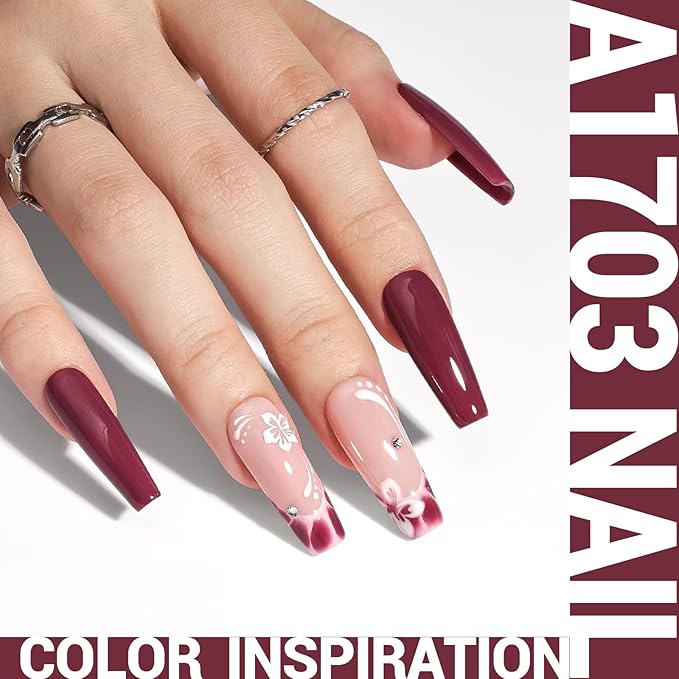 MelodySusie Thick Red Brown Gel Nail Polish,0.5fl oz Nails Soak Off UV LED Dark Red Gel Polish Gift for Women Nail Art Manicure Salon DIY Nail Design Decoration at Home-A1703