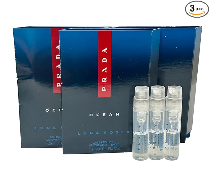 Prada OCEAN Luna Rossa EDT Sample Perfume Men Spray MINI SMALL Travel Size 1.2 ML / 0.04 - set of 3