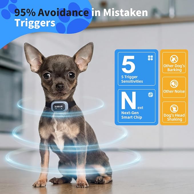 2026 Ultra-Small Bark Collar with Optional Shock, Vibration & Sound, Barking Record Collar for Small Dogs 5-15lbs, Only 1 * 1.7in & 0.8oz, Rechargeable, IPX7 Waterproof, 5 Sensitivity Levels (Blue)
