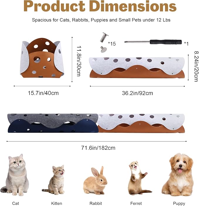 2 PCS Transformable Cat Tunnels for Indoor Cats, Large Cat