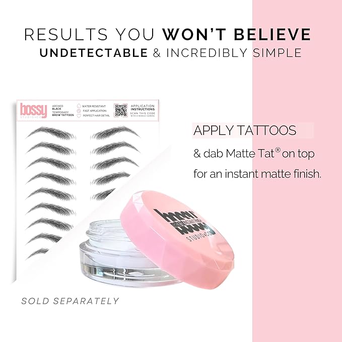 Matte Tat Instant Finish Shine Remover Temporary Tattoos Eliminate Shine Temporary Eyebrow Tattoos Matte Finish Instant Shine Remover No Shine No Gloss Brow Transfers Shine Free Tattoos Removing Cream