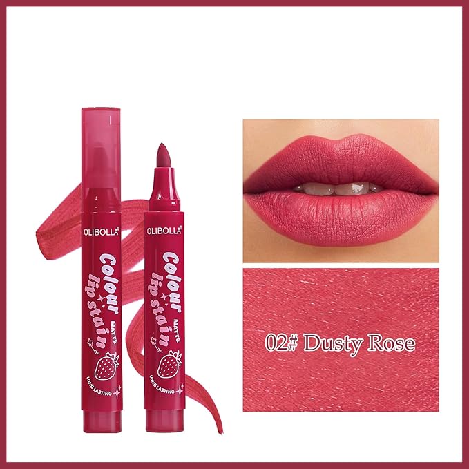Matte Lip Stain Pen - Transfer Proof & Waterproof Lip Liner, Velvety Smooth, Highly Pigmented Full Coverage, All Day Wear (0.12 fl.oz)