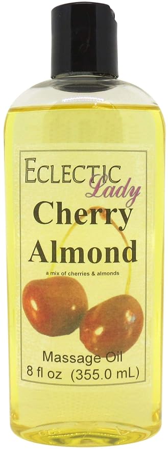 Cherry Almond Massage Oil, 8 oz, With Sweet Almond Oil and Jojoba Oil