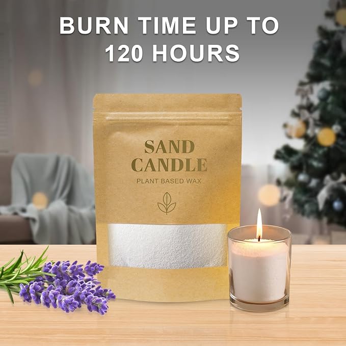 Scented Candle Sand – Lavender & Bergamot Serenity, 17.6oz Plant-Based Wax Granules with 20 Cotton Wicks, Smoke-Free Burn, Over 120 Hours of Relaxing Aroma, Crafted for Tranquil (Lavender Pines)