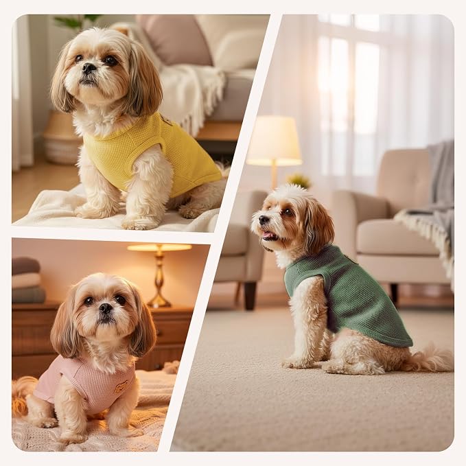 Dog Clothes for Small Dogs, Pet T-Shirt for Boys and Girls | Waffle Knit Dog Tank Top,Comfortable for Summer&Winter,Perfect for Dachshund(3PCS,Medium)