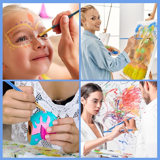 ESRICH 100pack/1200pcs Paint Brushes, Nylon Hair Paint Brushes Set Round-Pointed Tip Paint Brush for Acrylic Painting,Watercolor Oil Miniature Painting Kits,Paint Brush for Kids Adult Arts Supplies