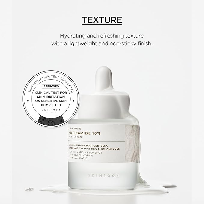 SKIN1004 Niacinamide 10% Boosting Shot Ampoule, Niacinamide Spicule Serum for Face, Facial Ampoule with Tranexamic Acid, Pore Minimizer for Face, Madagascar Centella, Korean Skin Care, 1.01fl.oz/ 30ml