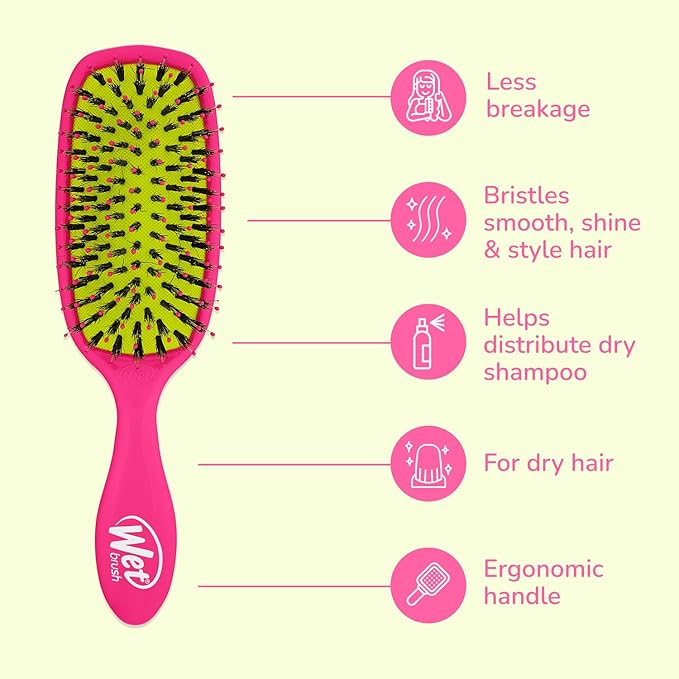 Wet Brush Shine Enhancer Hair Brush, Pink, Exclusive Ultra-soft IntelliFlex Bristles, Natural Boar Bristles for All Hair Types, For Women and Men, Wet and Dry (Pack of 2)