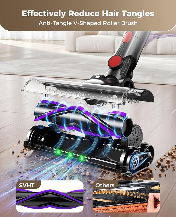 Cordless Vacuum Cleaner, 500W 45KPA Stick Vacuum Cleaners for Home