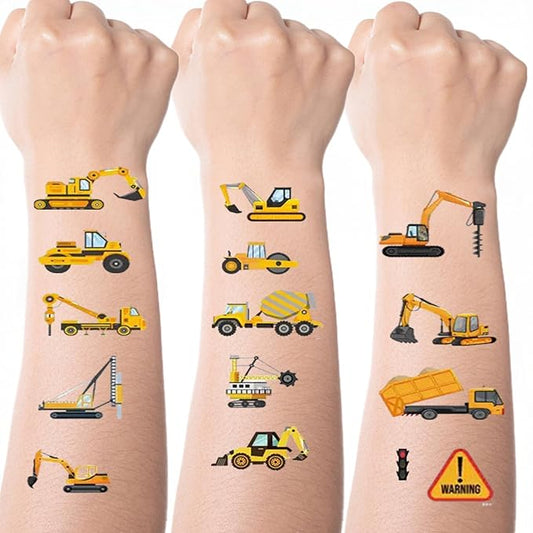 10 Sheets Cartoon Car Temporary Tattoos Construction Trucks Fake Tattoos Styles Mixed Vehicles Tattoo Cute Tractors Digger Stickers Waterproof Road Sign Tattoos for Kids Boys Girls Body Art Makeup