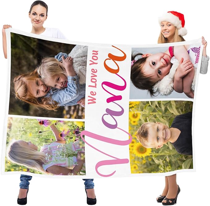 inkArts Custom Blanket with Photo, Personalized Blanket, Customized Photo Blankets, Customizable Picture Blankets, Personalized Photo Gifts for Kid Baby Girl Boy Pet