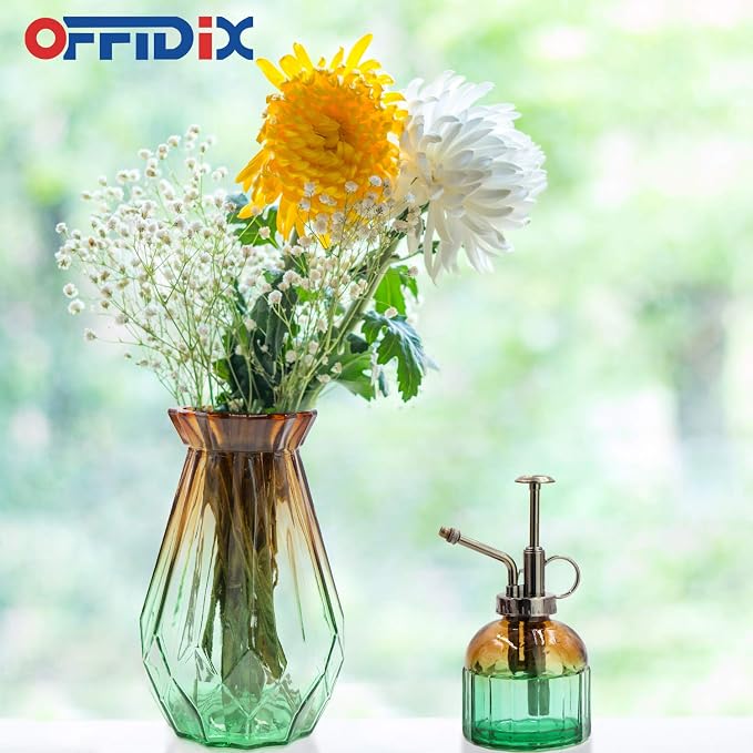 Glass Vase Gradient Multicolor with Geometric Faceted Design Floral Vase for Home, Business, Events or Weddings | for Home, Office or Wedding