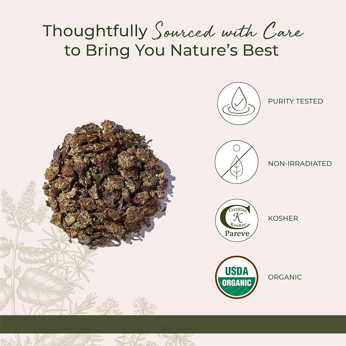 Starwest Botanicals Red Clover Blossoms Whole Organic - Dried Loose Leaf Herb for Tea, Edible Flowers, Certified Kosher, Non-GMO - Bulk 1 lb Bag