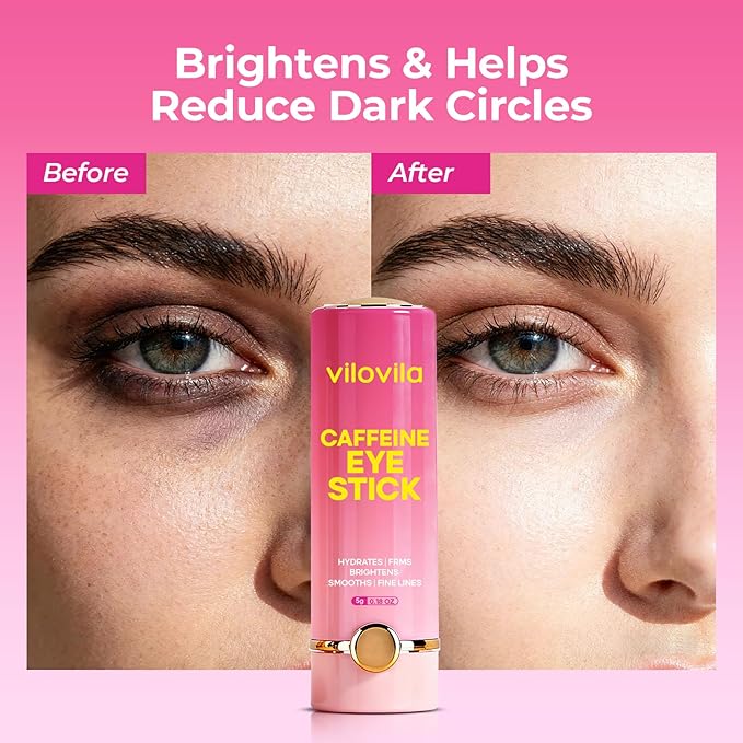 Caffeine Eye Stick (0.18 oz), Under Eye Brightener & Dark Circle Treatment, Cooling Look Balm with Niacinamide & Hyaluronic Acid, Peri-Ocular Balm Stick for Puffiness, Fatigue