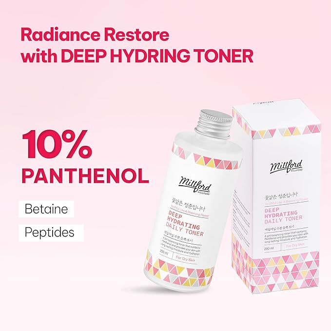 Deep Hydrating Daily Toner 6.76 Oz, 200ml, Moisturizing Toner, Alcohol Free, Fragrance Free, pH Balance, Panthenol, Betaine, Vitamin B5, Korean Skincare