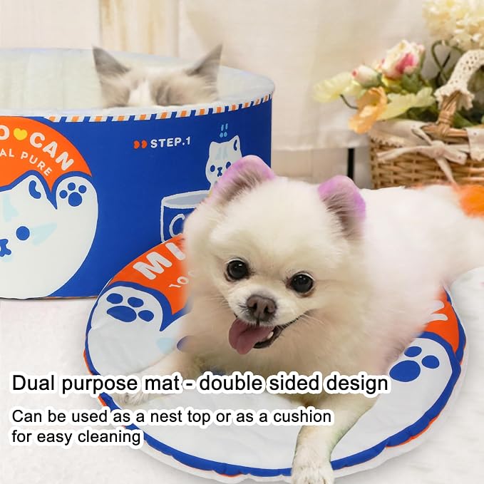 寵幸 Ramen Noodle Cat Bed, Soft Warm Washable for Cats Dogs | Creative Pet Nest, Indoor Use, Removable Cushion, Multi-Size Fit, Dog & Cat Dual Use