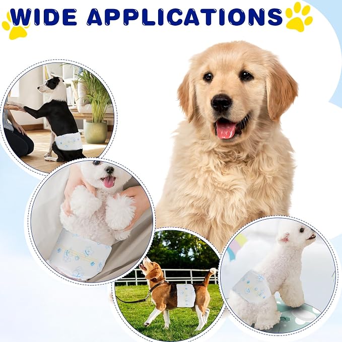 50 Count Disposable Dog Diapers Male with Wetness Indicator(Large) | Dog Belly Band Belly Bands for Male Dogs Male Dog Wraps,Super Absorbent Leak-Proof Fit for Incontinence Marking