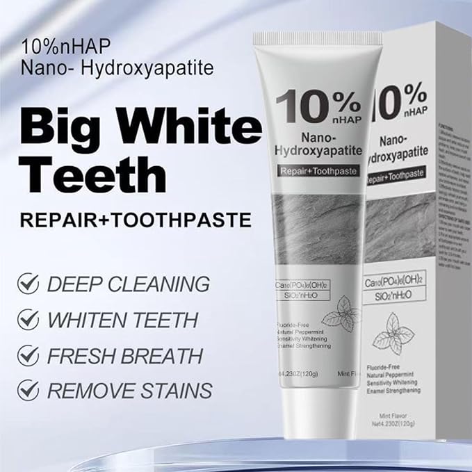2Pcs Hydroxyapatite Toothpaste, 2026 New Upgraded Formula 10% Nano-Hydroxyapatite Toothpaste for Enamel Protection, Fluoride-Free Toothpastes with Gentle on Sensitive Teeth(120G)