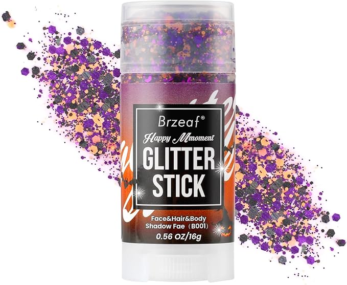 Brzeaf Christmas Face and Body Glitter Stick, Shimmery& Long Lasting, Hair Eyeshadow Face Body Glitter, Singer Concert Music Rave Festival, Glitter Stick Makeup & Face Glitter Gel