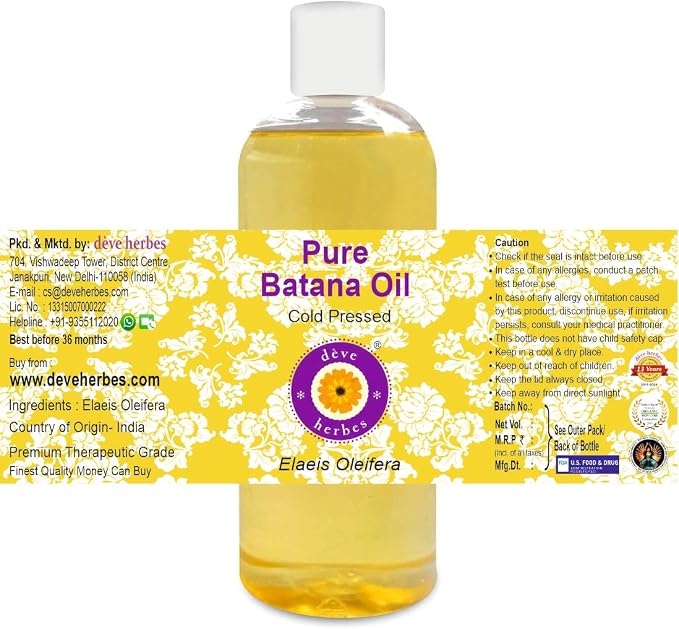 Greenwood Essential Pure Batana Oil (Elaeis Oleifera) Cold Pressed 200ml (6.76 oz)