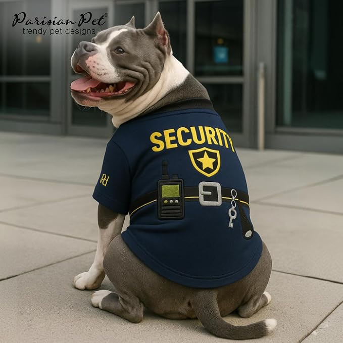 Parisian Pet Dog Security Woofficer Shirt - Embroidered Pet Vest - 100% Cotton & Polyester Doggy Shirt - Lightweight Pet Clothes - Sleeved Puppy Costume - Funny Shirts for Large Dogs - 5XL